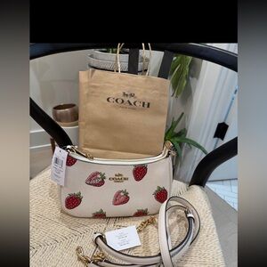 Coach White terry Bag with Strawberry